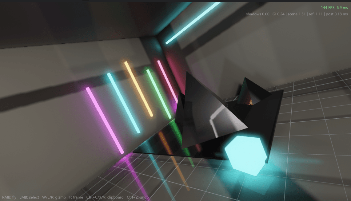 Neon bars lighting a dark room with colored light